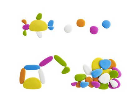 Радужные камешки «Флюро». 9 форм, 6 цветов, 39 шт. Набор с карточками