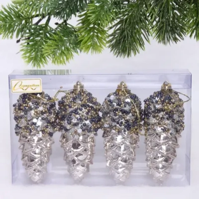 Набор украшений SHINE «Forest miracle» 11 см (4 шт.), light champagne