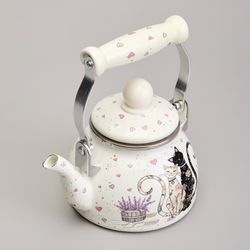 ЧАЙНИК AGNESS ЭМАЛИРОВАННЫЙ СО СЪЕМНЫМ ФИЛЬТРОМ ИЗ НЖС СЕРИЯ "LAVENDER CATS", 0,85 Л