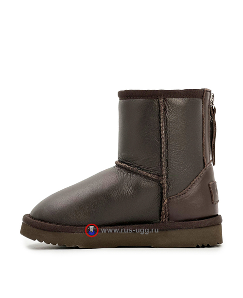 KIDS CLASSIC SHORTZIP LEATHER Chocolate