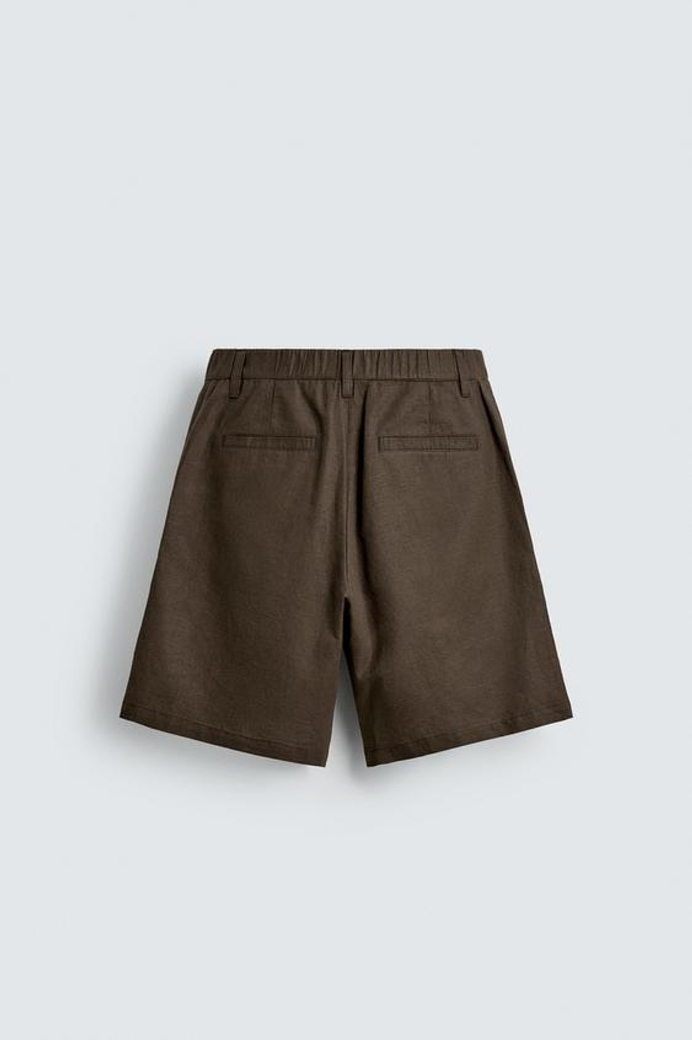 ZARA ШОРТЫ REGULAR FIT ИЗ КОНОПЛИ И ХЛОПКА, КОРИЧНЕВЫЙ