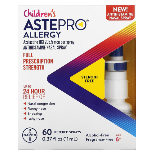 ASTEPRO, Children's Allergy, антигистаминный спрей для носа, для детей от 6 лет, без отдушек, 11 мл (0,37 жидк. унц.)