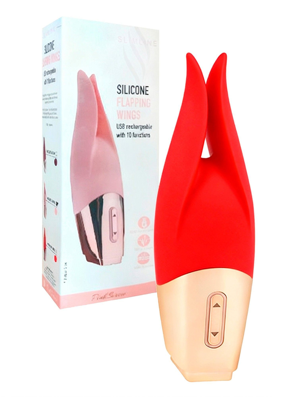 Красный мини-вибратор с раздвоенным кончиком - 12,3 см. (Цвет: красный)