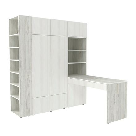 Стол письменный со стеллажом и шкафом КарИВи 1765 Винтерберг Белое Дерево