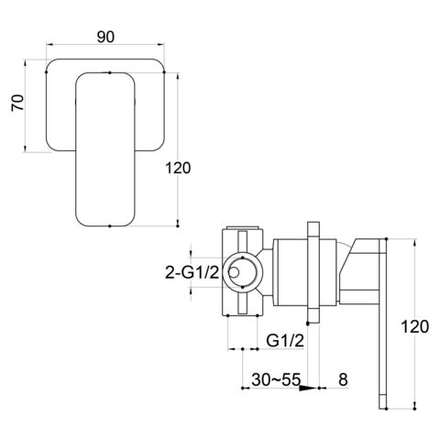 Steinberg Серия 230 Смеситель однорычажный для душа с керамическим картриджом, в комплекте со скрытым корпусом 1/2“, c уплотнительной манжетой Kerdi, хром 235 2250