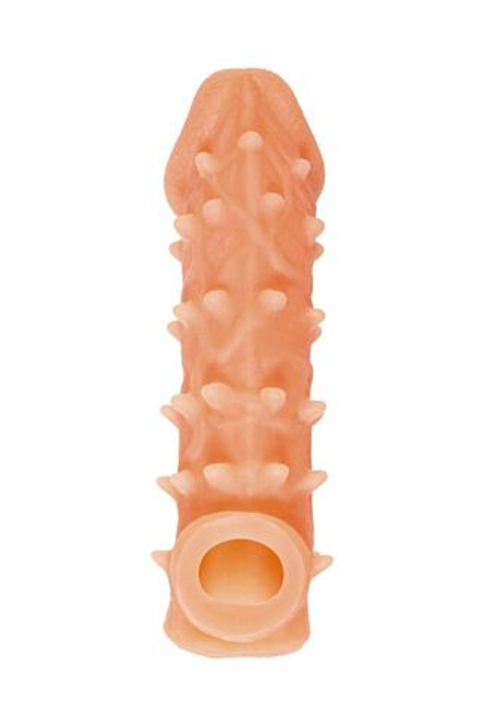 Телесная закрытая насадка с пупырышками Cock Sleeve 005 Size S - 13,8 см.