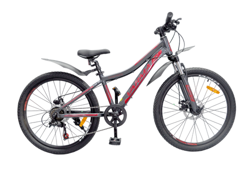 Велосипед 24" VARMA CONRAD H43DA  р.12,5"  7ск. серо-красный  ал 2024+