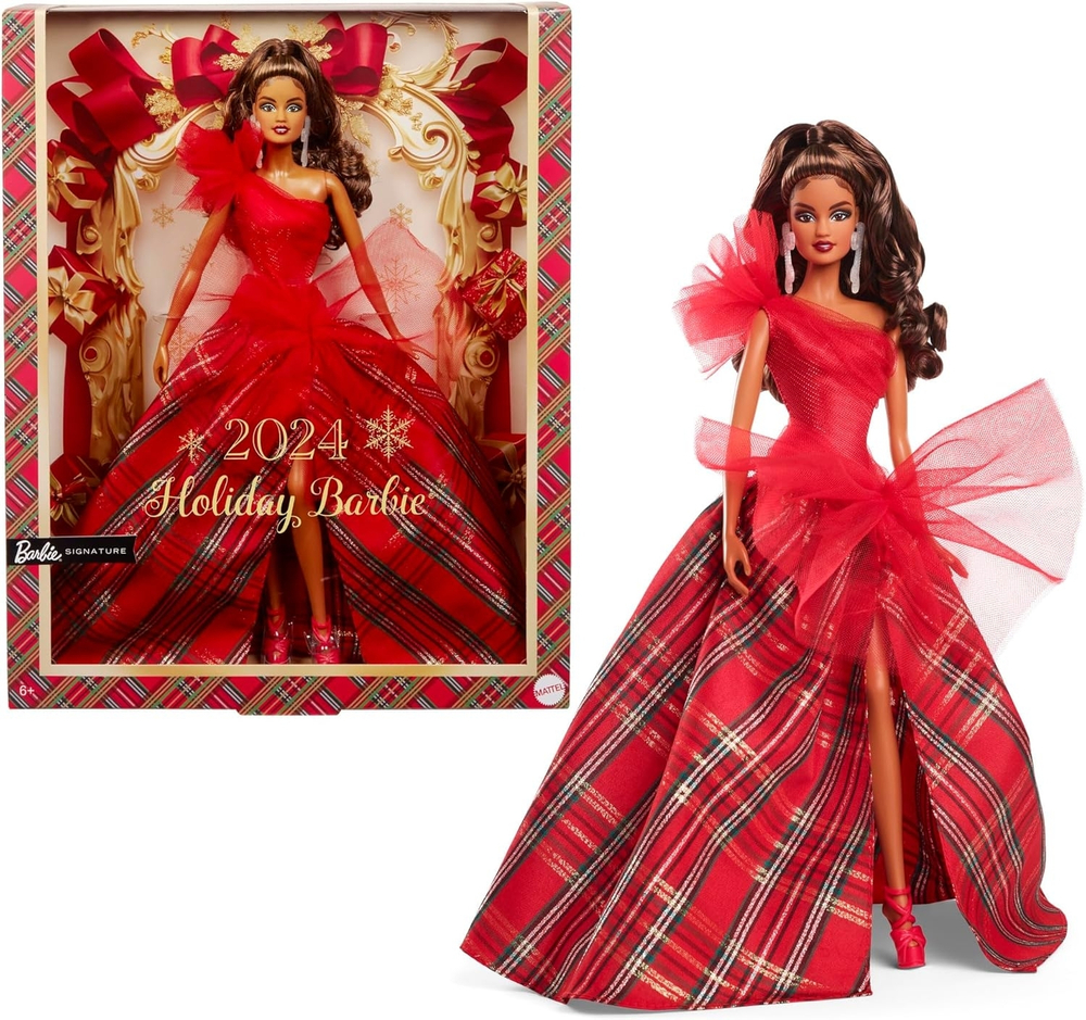 Кукла Barbie 2024 Holiday Шатенка Коллекционная