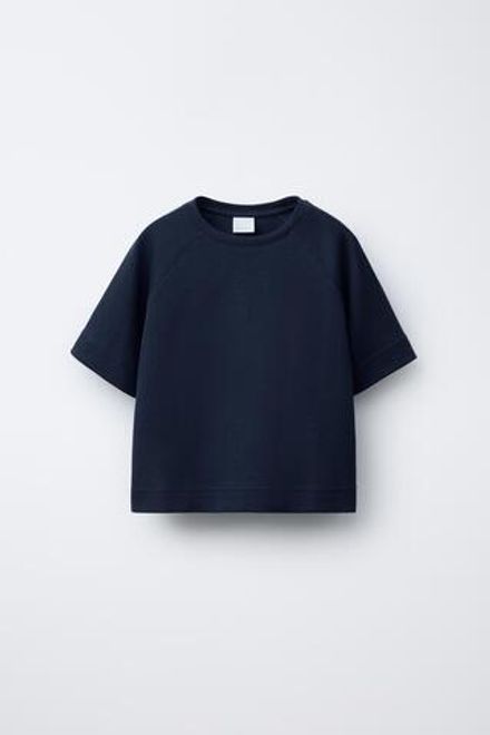 ZARA БАЗОВАЯ ФУТБОЛКА С РУКАВАМИ РЕГЛАН, МОРСКОЙ СИНИЙ