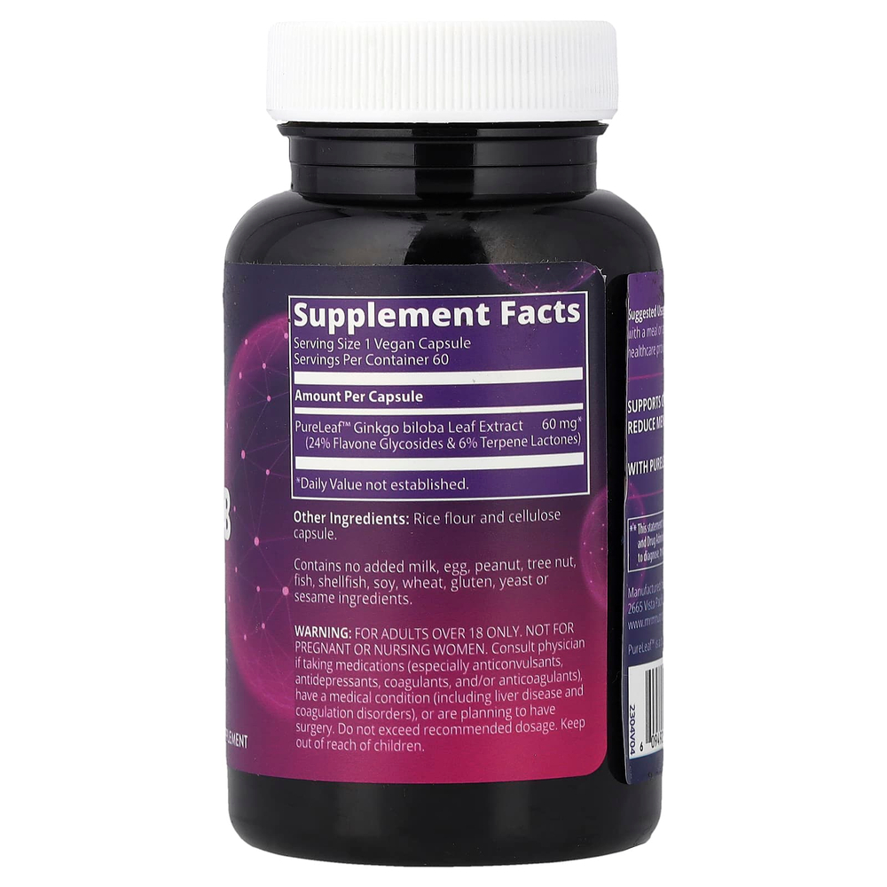 MRM Nutrition, Гинкго B, 60 мг, 60 веганских капсул