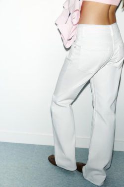 ZARA ДЖИНСЫ TRF WIDE-LEG С НИЗКОЙ ПОСАДКОЙ, БЕЛЫЙ