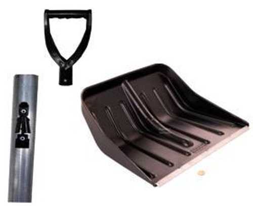 Лопата снеговая пласт. со съёмным чер  500*445    №16  с ал.планкой,  (d=30)  НЕ В СБОРЕ