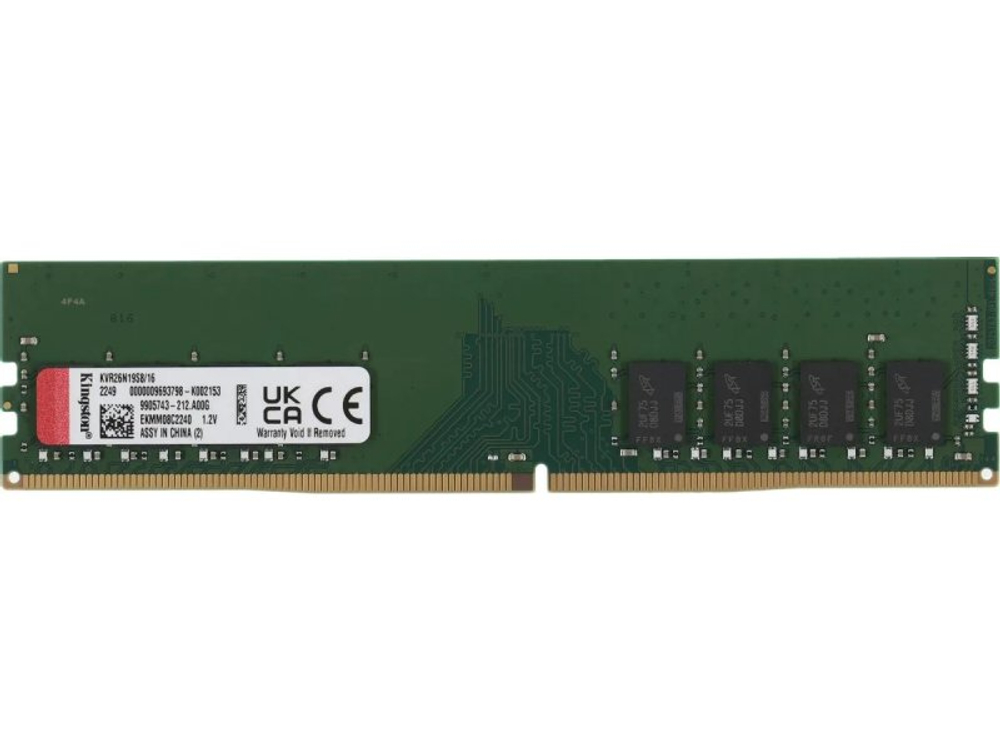 Оперативная память Kingston Value KVR26N19S8/16, DDR4 1х 16ГБ 2666 МГц, DIMM, RTL