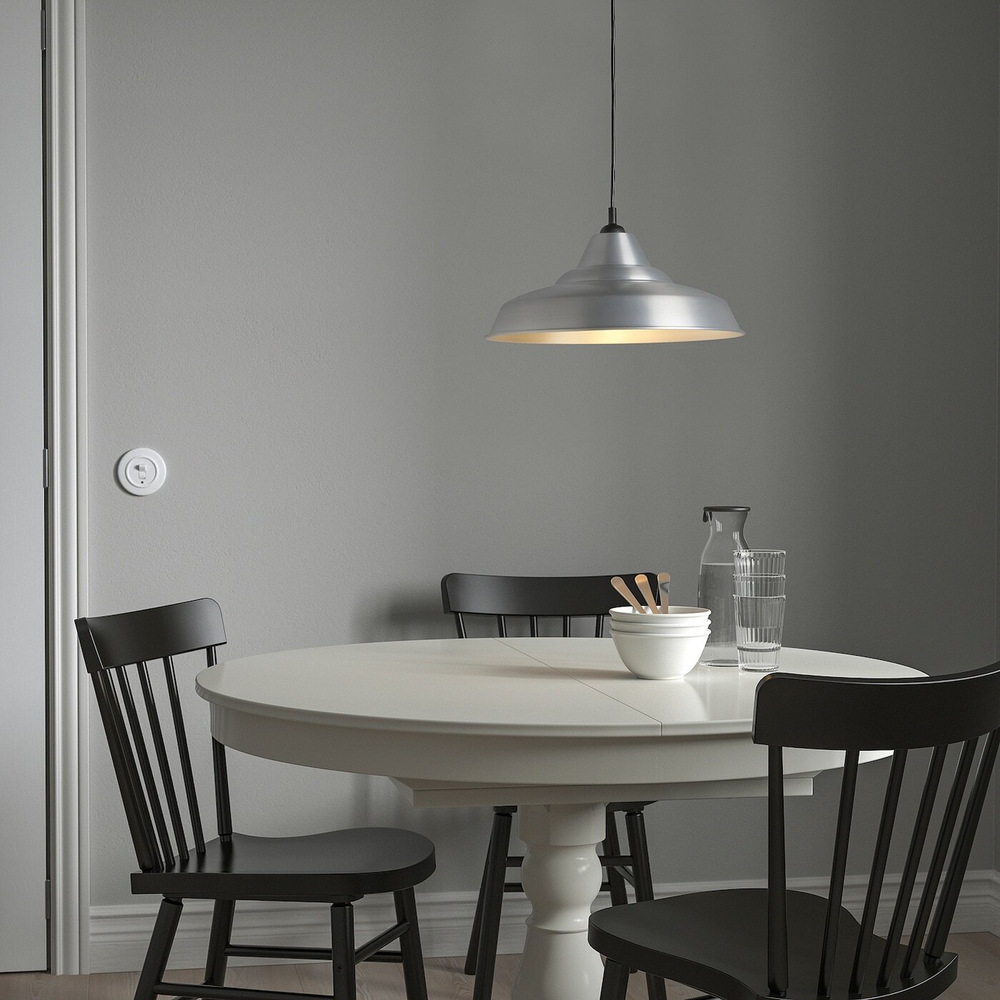 IKEA TRETTIOEN  (ИКЕА ТРЕТТИОЕН)  -  Подвесной светильник, серебро, 38 см