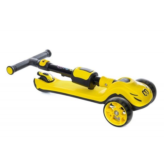 Самокат-беговел 3 в 1 Scooter Micar Transformer складной со светящимися колесами, сиденьем и родительской ручкой желтый