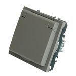 Розетка 1-местная с крышкой с защ. штор, STEKKER, с/з, 250В, 16А, серия Эмили, RST16-5112-10, платиново-серый, soft touch 49959