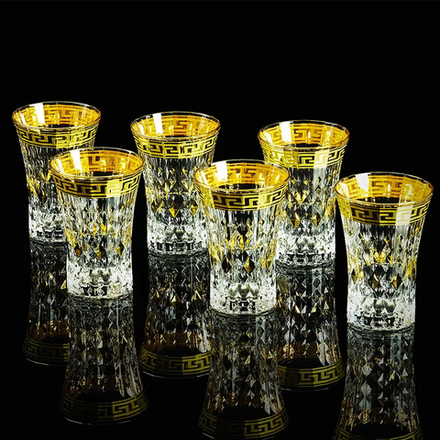 Migliore De Luxe Набор стаканов для воды Imperia, хрусталь, декор золото 24К, 280мл - 6шт