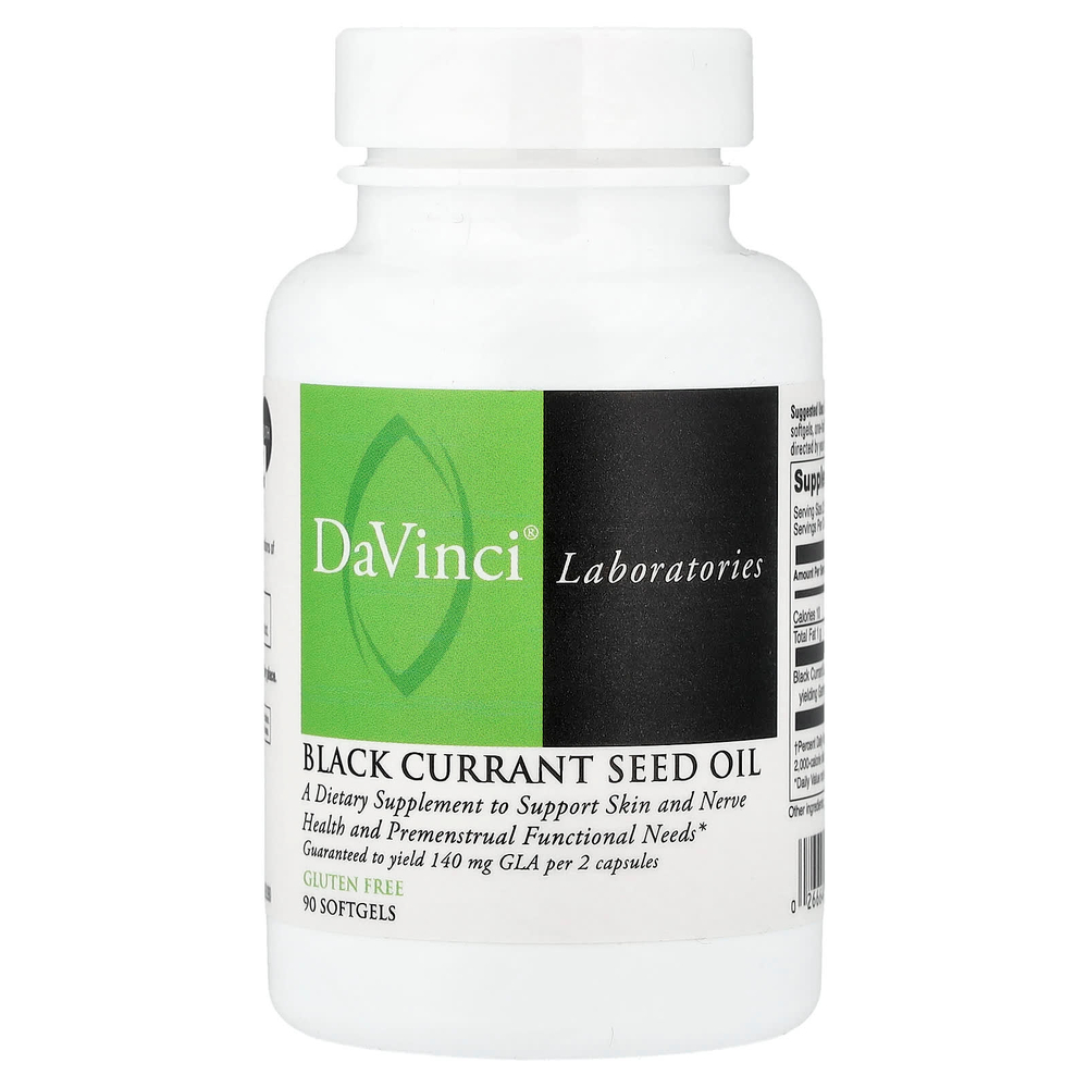 DaVinci Laboratories, Масло семян черной смородины, 90 капсул (500 мг в каждой капсуле)