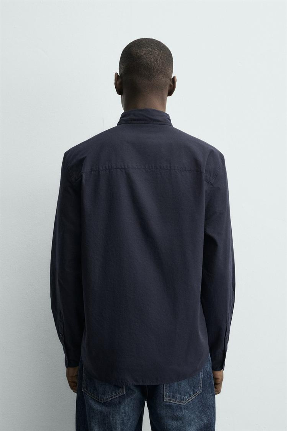 ZARA РУБАШКА ИЗ МЯГКОГО ХЛОПКА, МОРСКОЙ СИНИЙ