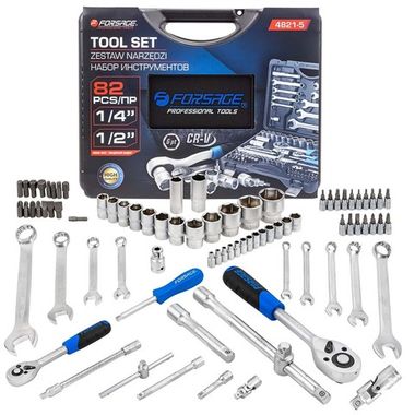 Набор инструмента 82пр.1/4''&amp;1/2''(6-гр.)(4-32мм) Forsage F-4821-5
