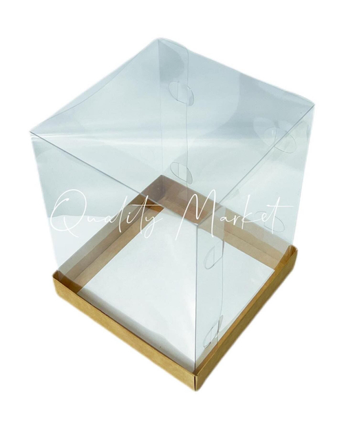 Коробка под торт и кулич с прозрачным куполом 160*160*200 мм (крафт), 10шт