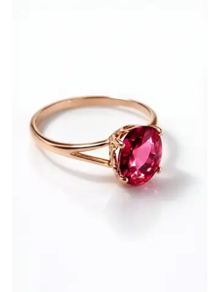 Кольцо серебряное с ситаллом "рубеллит"