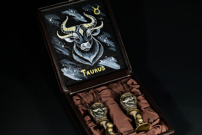 Набор лафитников для водки «Знаки Зодиака Телец» 2 шт. в подарочном футляре c художественным оформлением