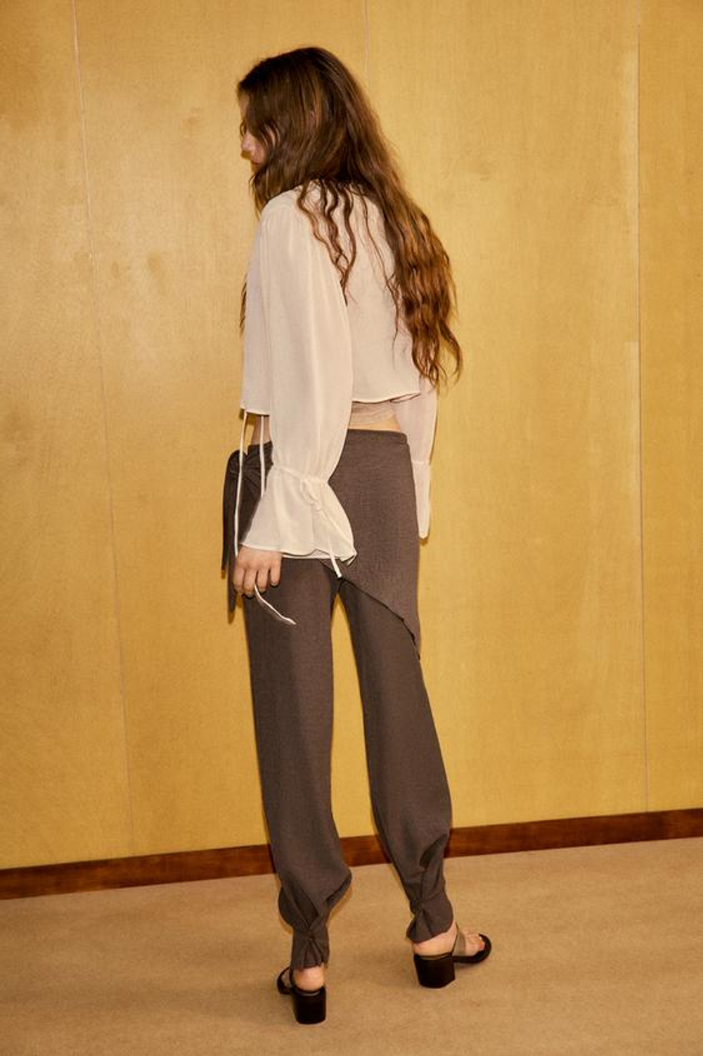 ZARA БРЮКИ С УЗОРОМ «ПЛАТОК», КОРИЧНЕВЫЙ