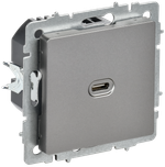 BRITE Розетка USB C 65Вт высокоскоростная зарядка РЮ12-1-БрС сталь IEK