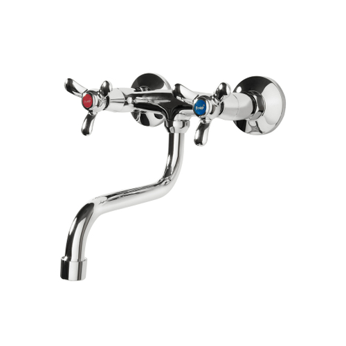Смеситель для кухни настенный 1/2 кер F4612 FRAP Трилистник (нижний пов.излив, ХРОМ, силумин)