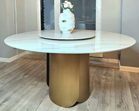 Стол Oscar, Ø150 см, белый керамогранит