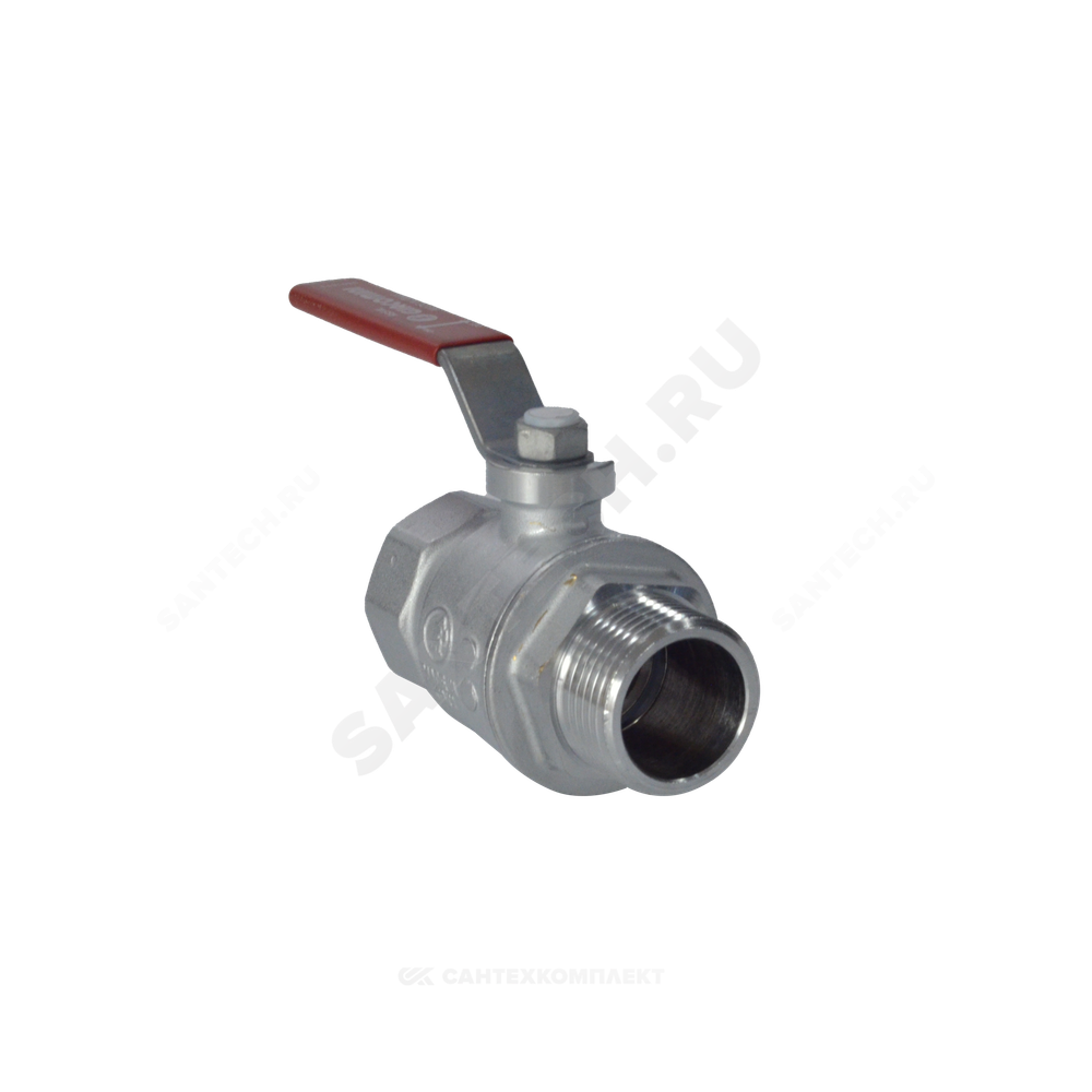 Кран шаровой латунь хром R854L Ду 25 Ру42 ВР/НР полнопроходной рычаг красный Giacomini R854LX025