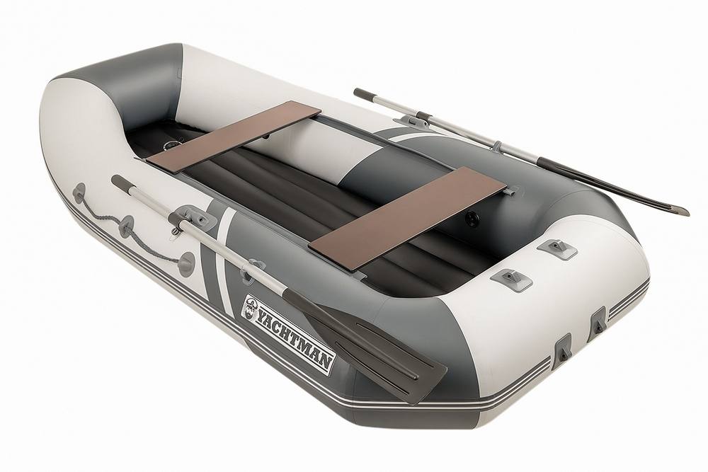 YACHTMAN-260 МНД НАДУВНОЕ ДНО (Яхтман) белый-серый (лодка ПВХ с усилением)