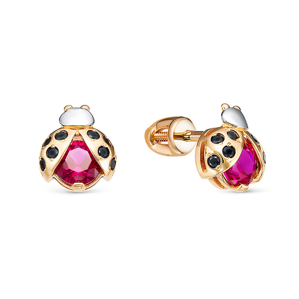 Серьги из золота 585 пробы с Фианит и Корундом