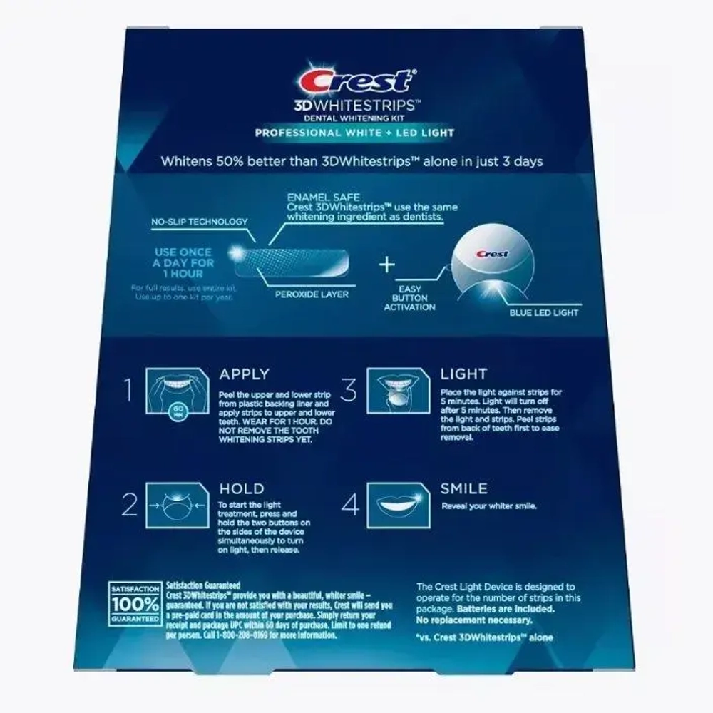 Отбеливающие полоски Crest Professional White + LED light