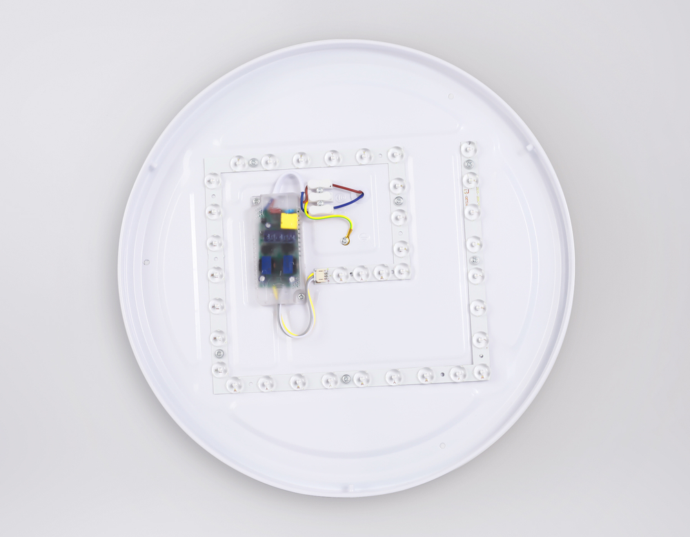 Потолочный светодиодный светильник с пультом FZ1320 GR/LWD серый/светлое дерево IP20 41W 3000-6400K D390*70 (ПДУ ИК)