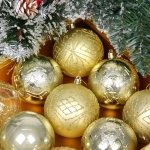 Новогодние шары «Волшебство ночи» 8 см (набор 12 шт), Золото