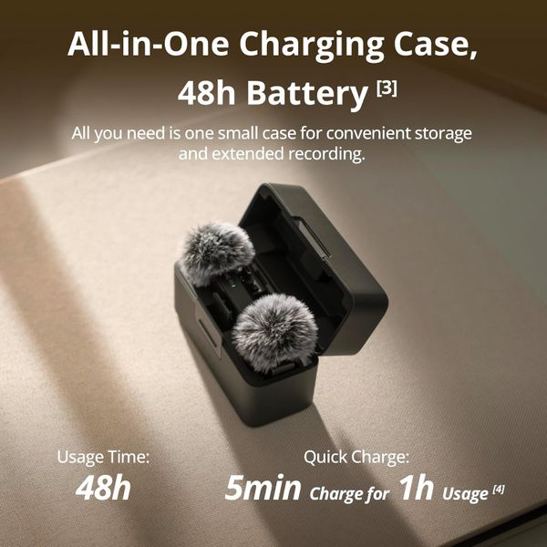 Беспроводной петличный микрофон DJI Mic Mini (2 TX + 1 RX + Charging Case), Черный | Black