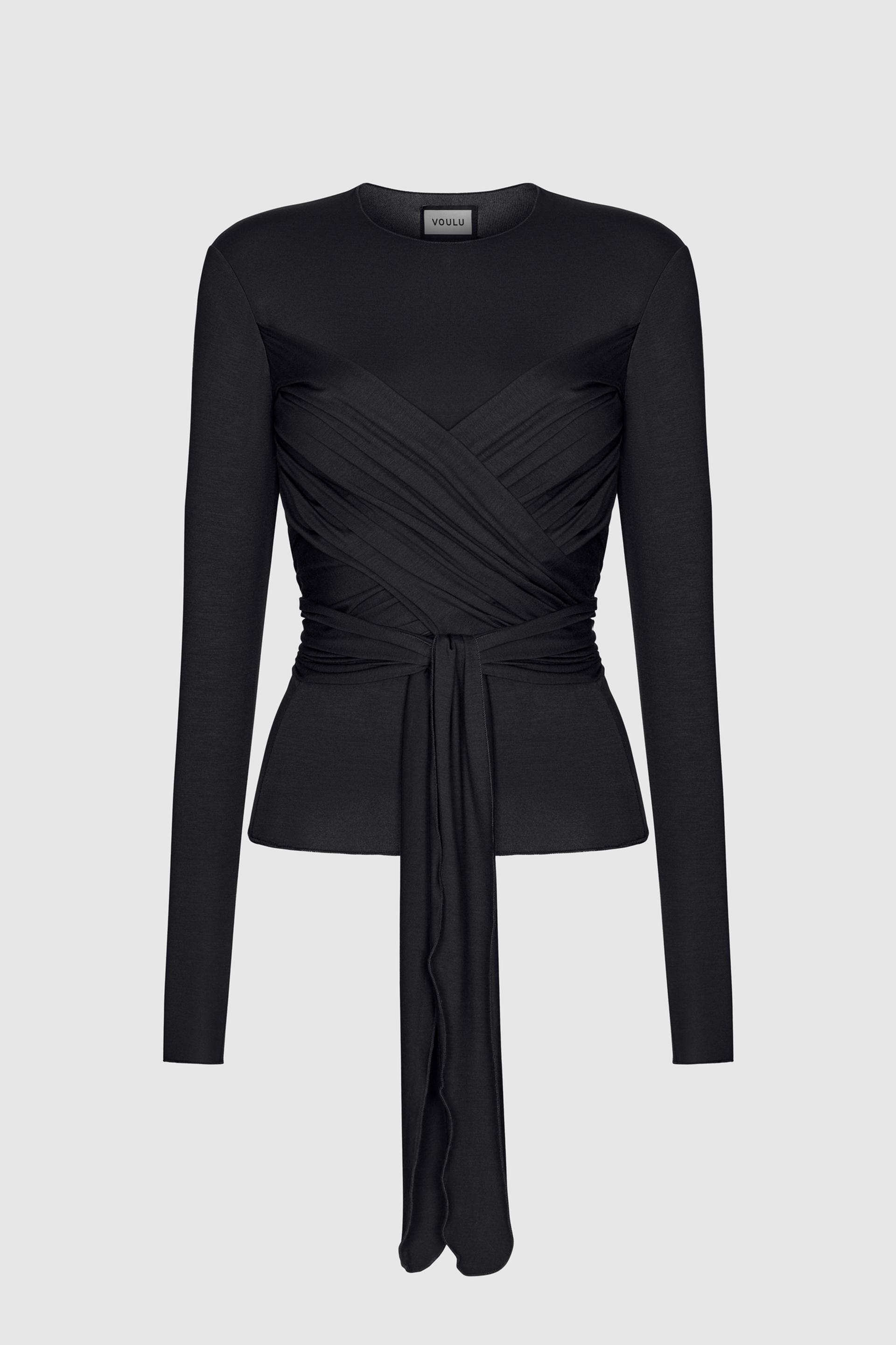 Лонгслив с лентами черный