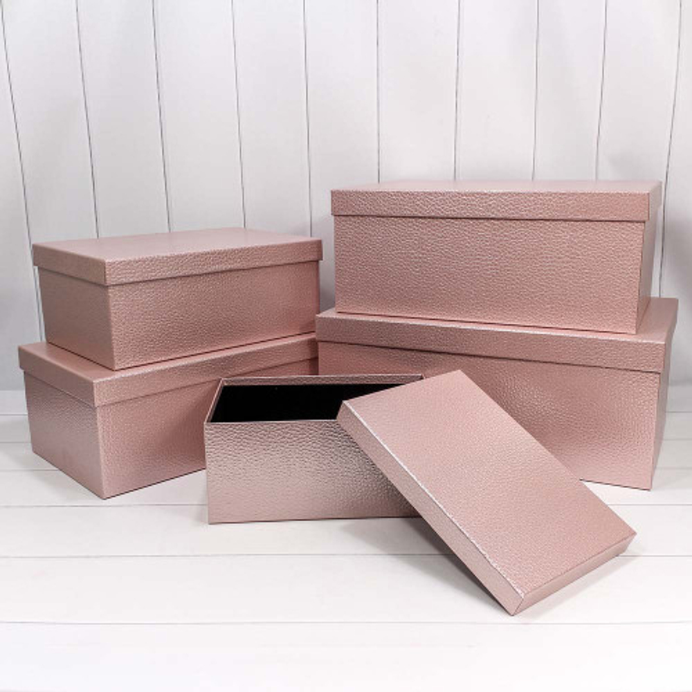 Коробка 53х35х22 см Набор 5 шт "Кожа крокодила" (Розовый)