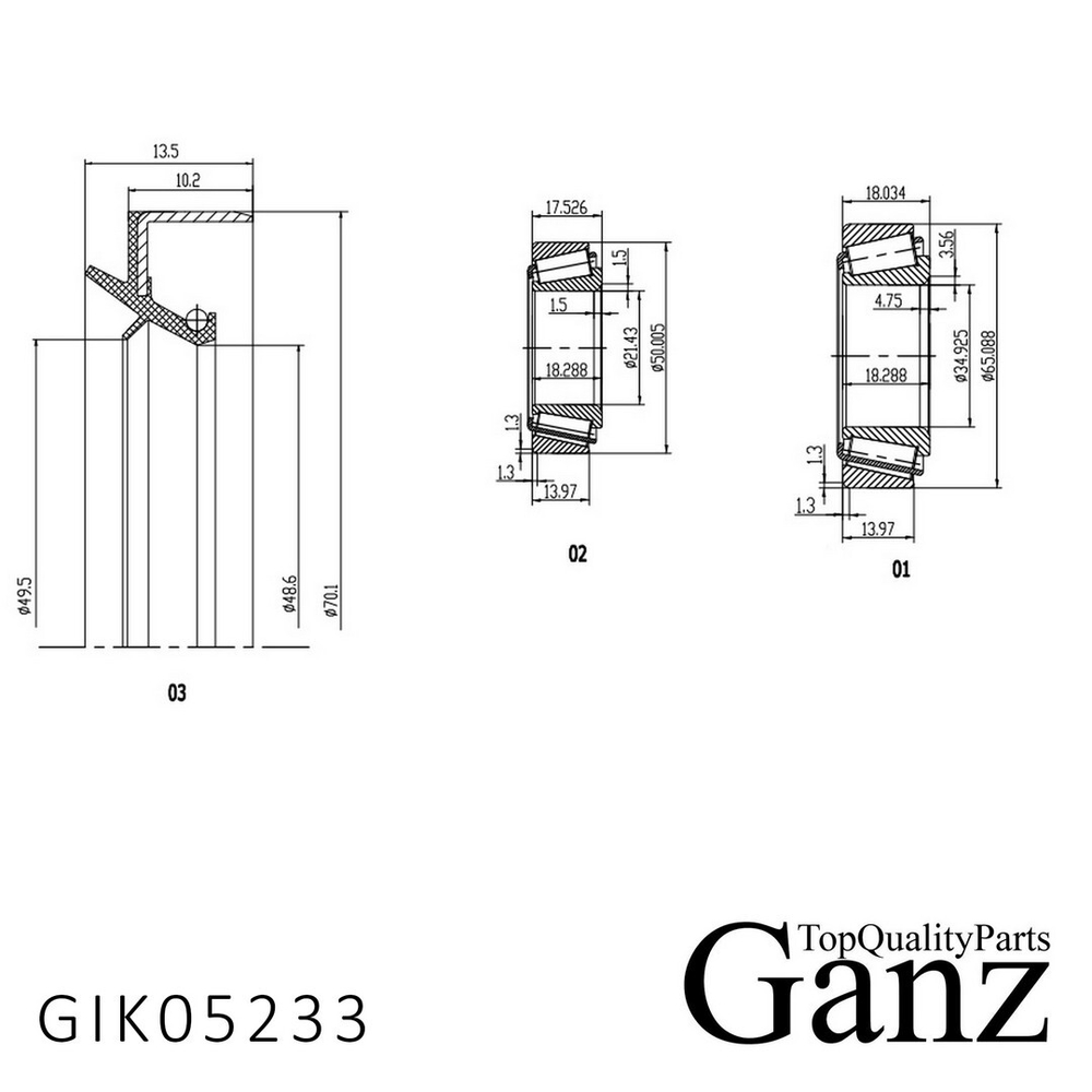 Подшипник ступицы передний MB W123/W126/T1 77-96 GANZ GIK05233