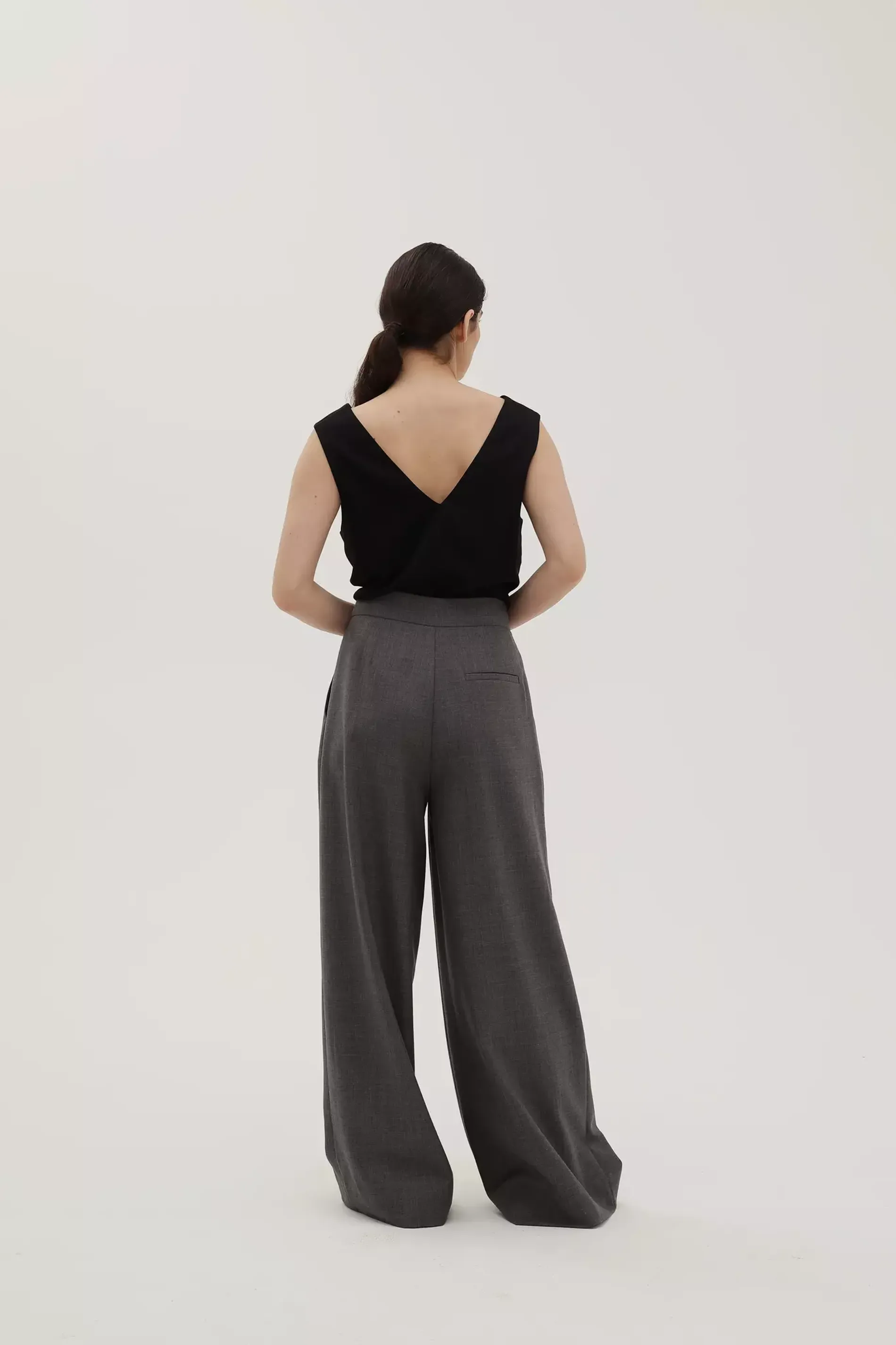 Брюки палаццо серые