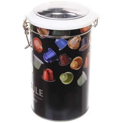 Банка для продуктов металлическая «Black style» Кофе с зажимом 1700мл