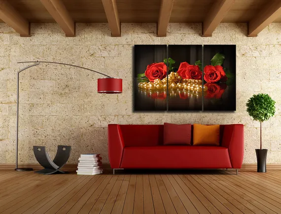 Модульная картина "Шикарные красные розы"