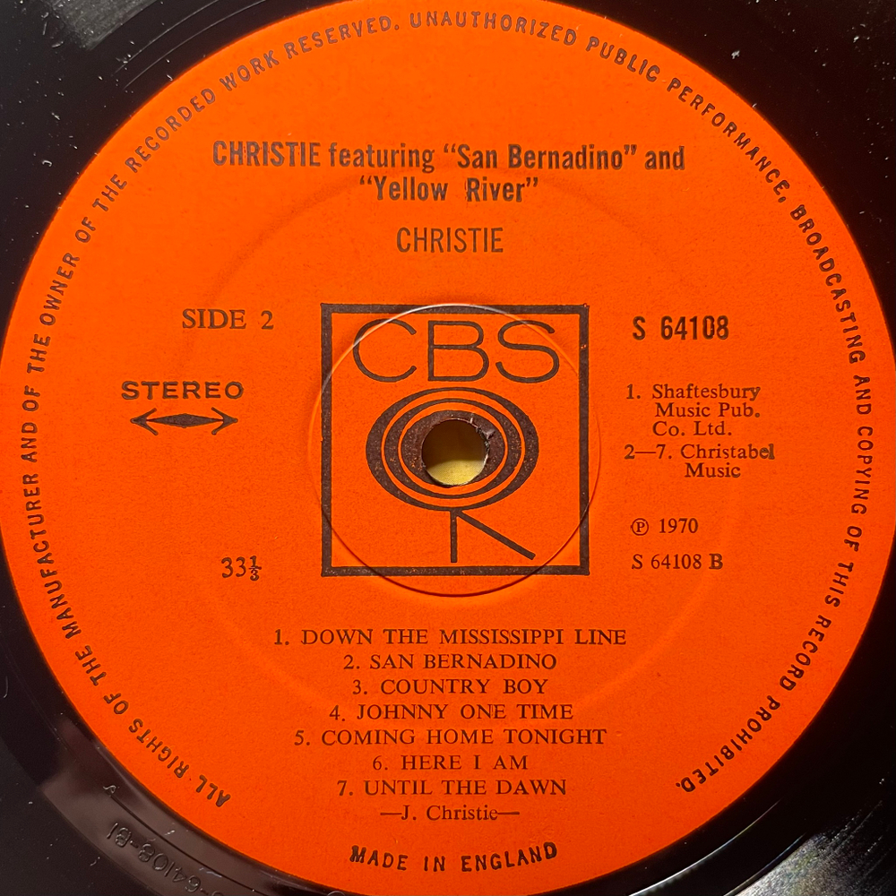 Christie - Christie Featuring San Bernadino And Yellow River (Англия 1970г.)