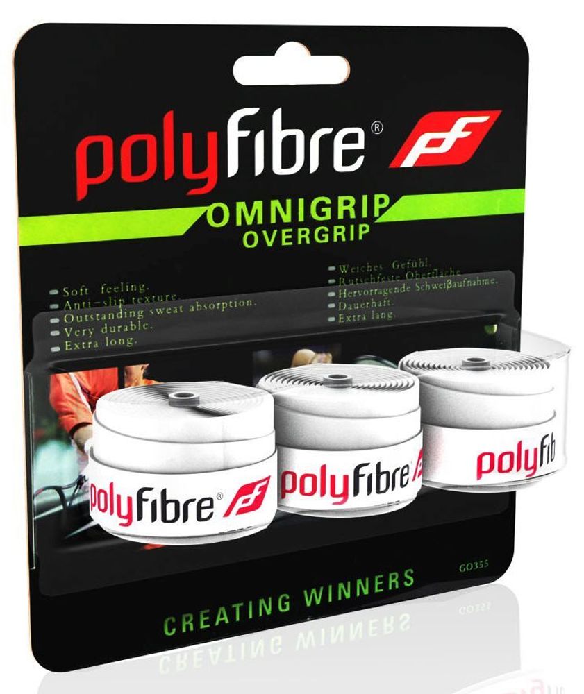 Теннисные намотки Polyfibre Omnigrip Overgrip 3P - белый