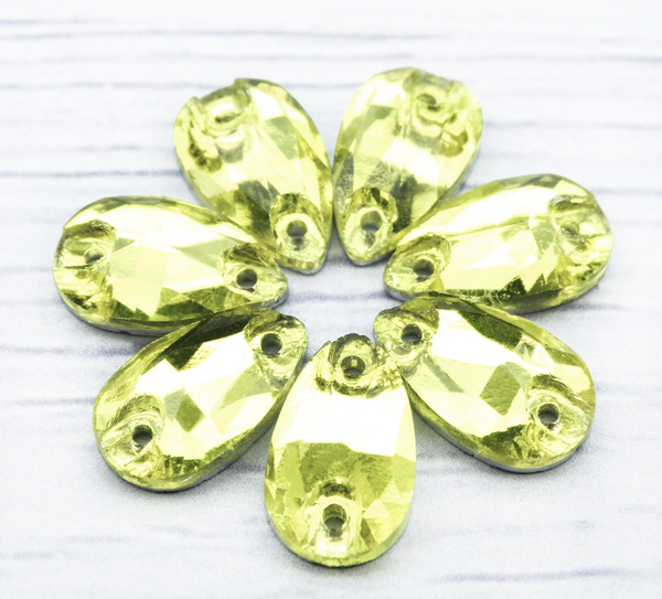 ХК020НН712 Хрустальные стразы круглые пришивные "капля", светло-желтый, размер: 7х12 мм, 10 шт.