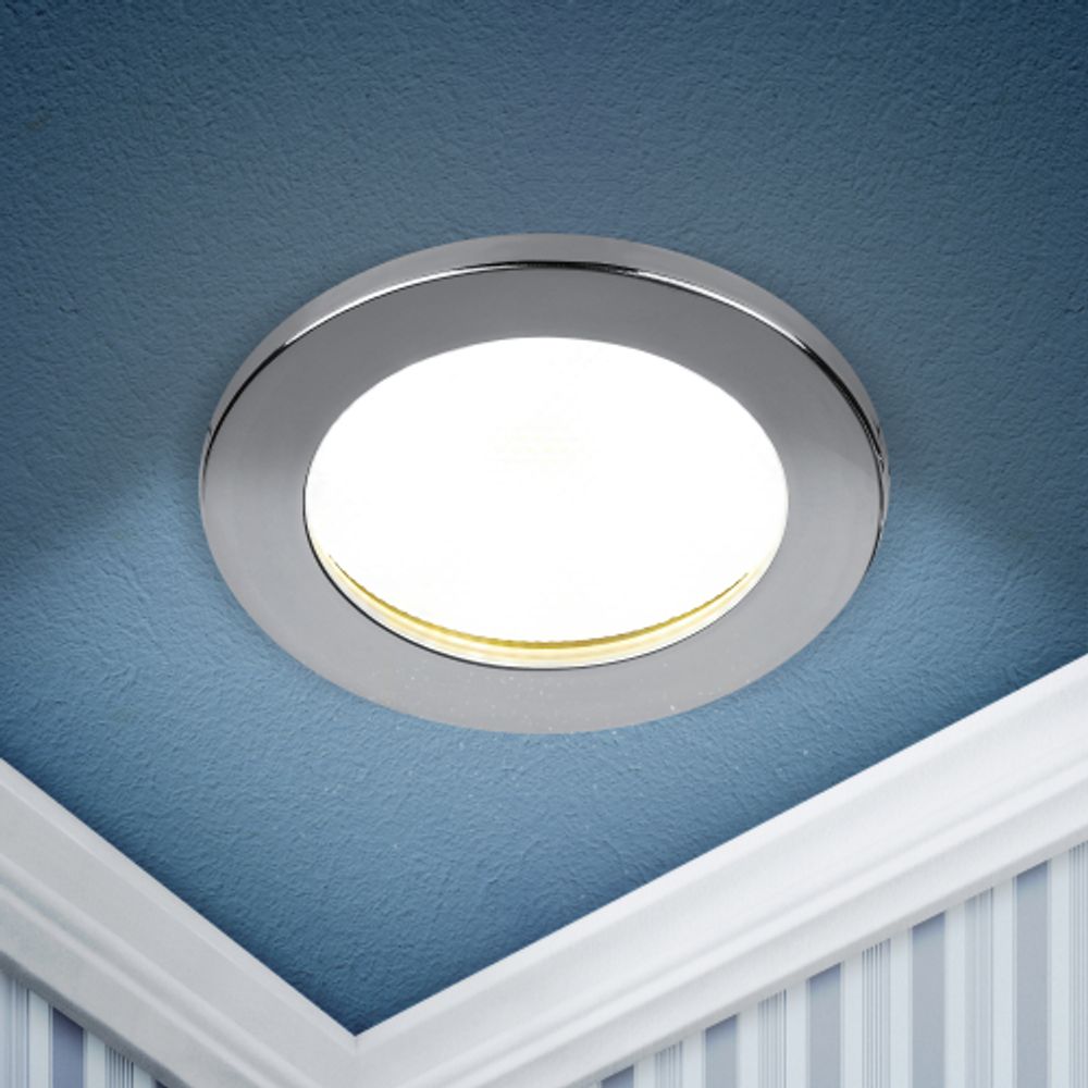 Светильник встраиваемый влагозащищенный ЭРА KL95 CH под лампу GX53 IP44 хром | Влагозащищенные встраиваемые светильники