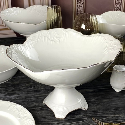 Lenardi 305-075 Фруктовница 30,5см на ножке АВРОРА ЗОЛОТО в под.уп.(х6)Фарфор