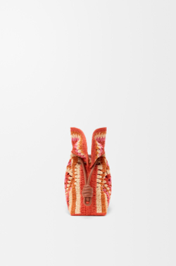 Loewe Средний клатч Flamenco из рафии и телячьей кожи, ярко-оранжевый/розовый